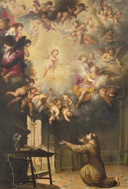 Lote 157: COPIA DE BARTOLOMÉ ESTEBAN MURILLO S. XIX - Visión de San Antonio