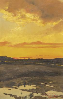 Lote 0181<br>ANTONIO FABRÉS - Puesta de sol en Roma