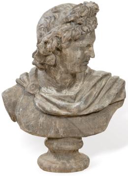 Lote 1037<br>"Antinoo" busto en hierro fundido para jardín.