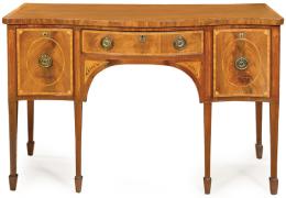 Lote 1071: Sideboard Jorge III en madera de caoba y palma de caoba con decoración de marquetería y tiradores en bronce. Inglaterra, c. 1790