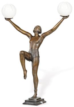 Lote 1295: LAMPARA BAILARINA ART DECÓ BRONCE