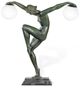 Lote 1296: LAMPARA BAILARINA ART DECÓ BRONCE