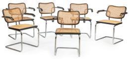 Lote 1319: Marcel Breuer (1902-1981) Reedición<br>Conjunto de seis sillas con brazos (B32) modelo Cesca.