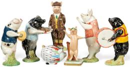 Lote 122: Conjunto de 6 pequeñas figuras de cerdos de porcelada de Beswick. Uno de ellos de Hollohaza.