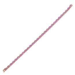 Lote 2350: Pulsera rivière con zafiros rosas talla oval en oro rosa de 14K.