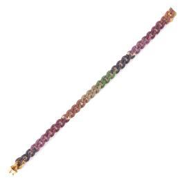 Lote 2351: Pulsera con eslabones barbados con pavé de zafiros multicolor de aprox. 5,75 ct en total.