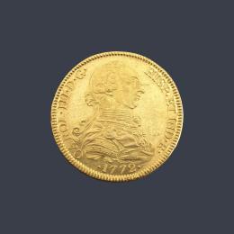 Lote 2549<br>Carlos III 8 escudos Méjico 1772 FM. EBC