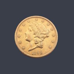 Lote 2551<br>Moneda 20 dólares americanos en oro de 22 K.