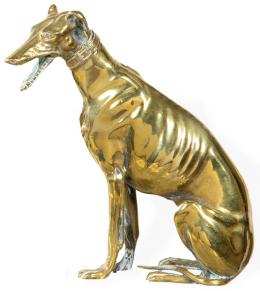 Lote 265: Perro galgo sentado en bronce dorado.