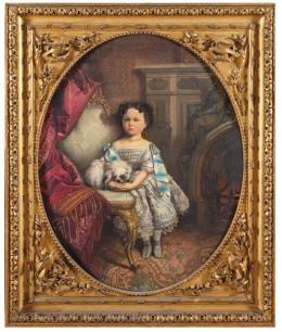 Lote 328: RAFAEL BENJUMEA - Retrato de Ángela María de Constantinopla Fernández de Córdoba y Pérez de Barradas, hija de los duques de Medinaceli. 1844