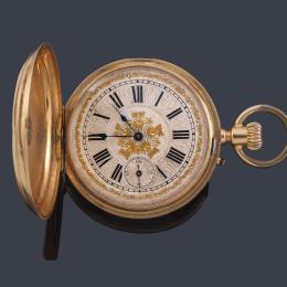 Lote 2524: SILVERLY - PAUL JEANNOT Geneve, reloj saboneta de bolsillo en oro rosa de 18 K. Con estuche original.