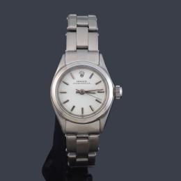 Lote 2617: ROLEX  Oyster Perpetual Date  Ref. 6618. Reloj de señora con caja y brazalete en acero.