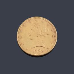 Lote 2670: Moneda 10 dólares americanos en oro de 22 K.