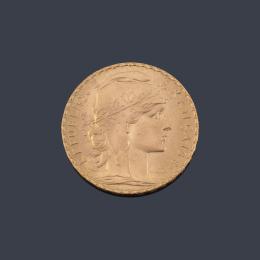 Lote 2683<br>Moneda 20 francos franceses en oro de 22 K.