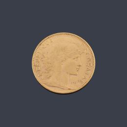 Lote 2686<br>República francesa 10 francos 1909 en oro de 22 K.