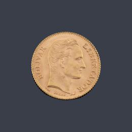 Lote 2694<br>Moneda venezolana, Bolivar libertador en oro de 22 K.