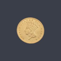 Lote 2701: Moneda conmemorativa 1 dólar en oro de 22 K