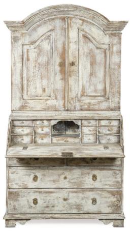 Lote 1057: Bureau cabinet Gustaviano en madera de roble y pino pintado de blanco y desgastado.<br>Suecia, finales S. XVIII