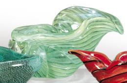 Lote 1088: Caracola de cristal de Murano verde.