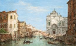 Lote 0062<br>WILLIAM HENRY HAINES - Veduta del río dei Mendicanti con el ponte cavallo y la Scuola Grande di San Marco de Venecia