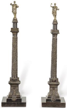 Lote 1262: Pareja de columnas de Trajano, Grand Tour en bronce patinado, ff. S. XIX