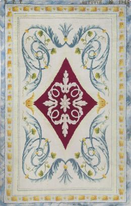 Lote 1281: Alfombra firmada Real Fabrica de Tapices 1945 2,05 x 3,20 cm sobre boceto Aubusson