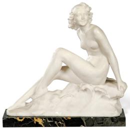 Lote 1317: Mujer desnuda de alabastro L. Morelli Firenze